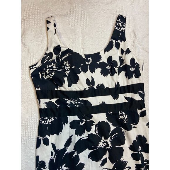 Jolibel Petite Women's Black Floral Print Sleeveless Shift Cotton Dress … - Picture 3 of 11